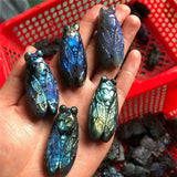 Natural Quartz Carvings Labradorite Owl Cicada Animal Crystals Healing Stones For Spiritual Decor
