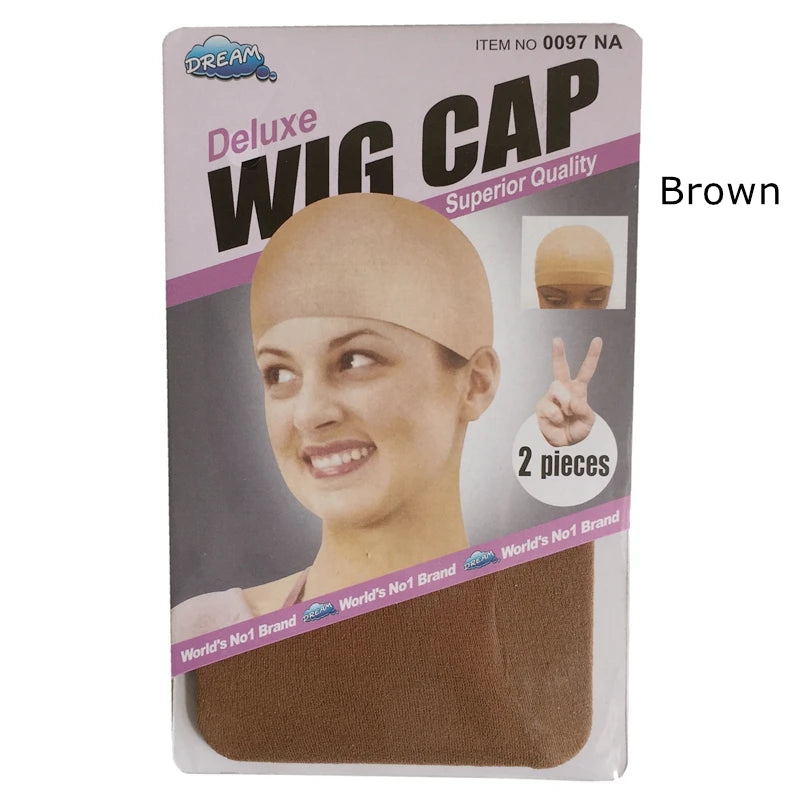 Stretchable brown wig caps, 10-piece set for easy weaving with human hair wigs by HSF Marketplace