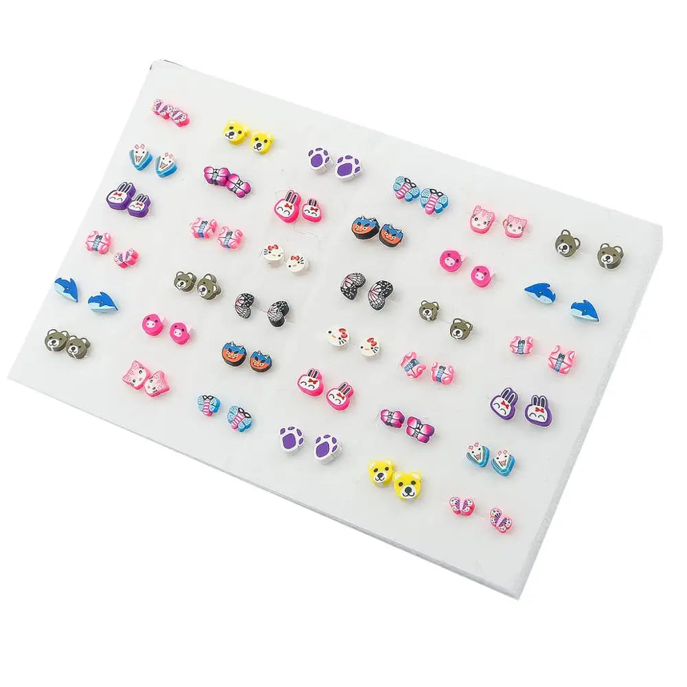Multicolor HSF Marketplace crystal cartoon star and moon hypoallergenic plastic stud earrings set for women and girls