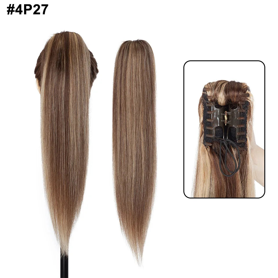 S-noilite human hair claw clip ponytail extension in natural black, blonde and brown tones