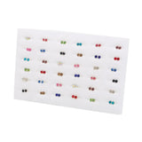 HSF multicolor cartoon star and moon crystal plastic stud earrings set, 36 pairs, hypoallergenic jewelry for women and girls