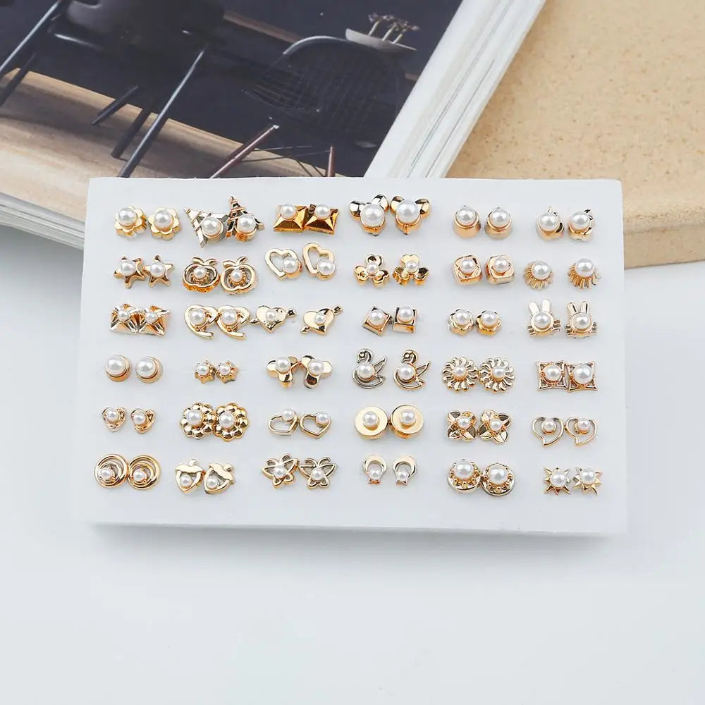 HSF Marketplace multicolor cartoon star and moon hypoallergenic plastic stud earrings set, 36 pairs
