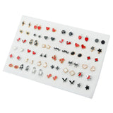 HSF Marketplace multicolor cartoon star and moon hypoallergenic plastic stud earrings set, 36/18 pairs