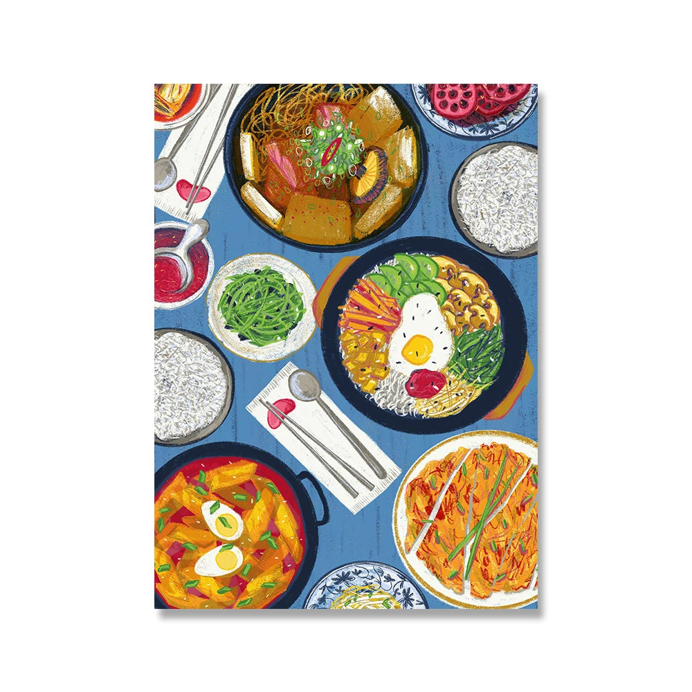 Sushi canvas art featuring colorful sushi pieces for modern kitchen decor by HSF Marketplace