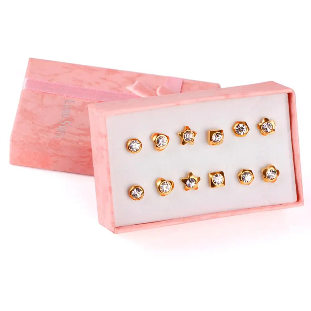 Vintage gold and silver stud earrings set for women, 6 pairs of assorted jewelry earrings