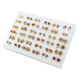 HSF Marketplace multicolor cartoon star and moon hypoallergenic plastic stud earrings set, 36 pairs