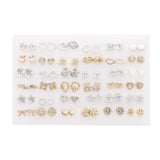 HSF Marketplace multicolor cartoon star and moon hypoallergenic plastic stud earrings set, 36/18 pairs