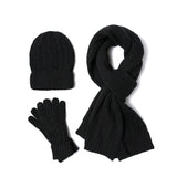 HSF Marketplace women's winter warm wool knit hat, scarf, and glove set in coordinated design