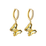 Crystal butterfly hoop earrings for women, sweet and elegant jewelry design by HSF Marketplace