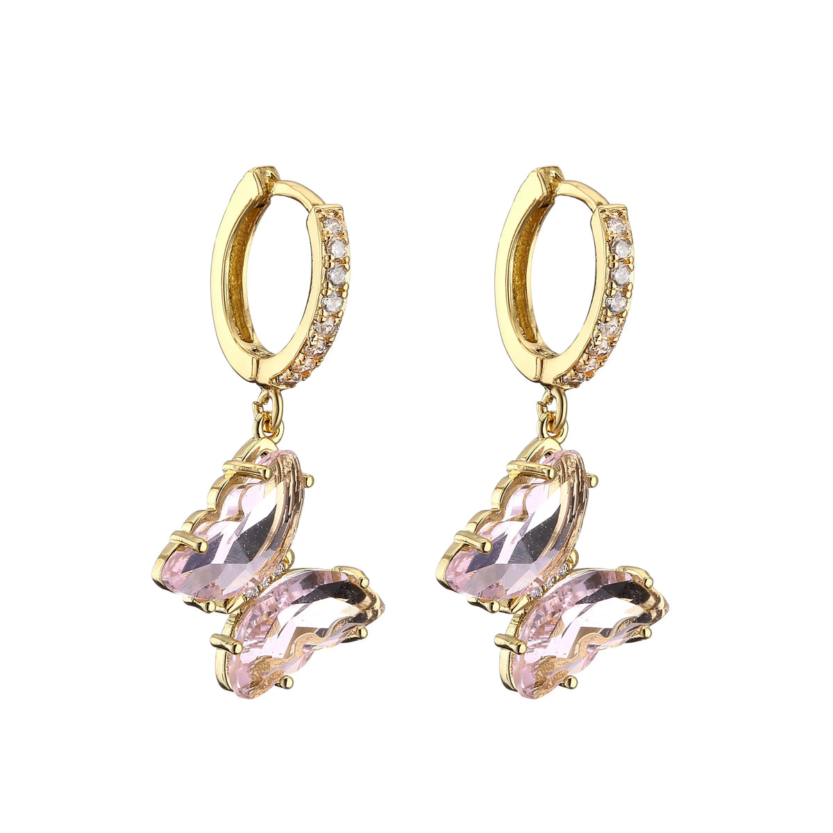 Crystal butterfly hoop earrings for women by HSF Marketplace, featuring a sweet, elegant design