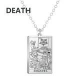 Dawapara Tarot Cards necklace for women featuring stainless steel charm with Major Arcana tarot design, divination jewelry accessory.
