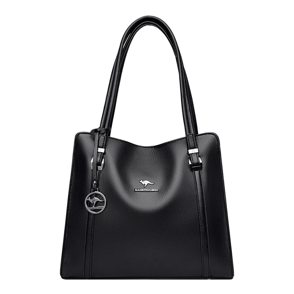 Genuine soft PU leather handbag for women, vintage shoulder tote bag with spacious design, luxury ladies purse by HSF Marketplace