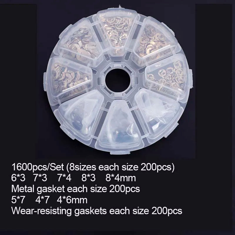 8 Sizes Mix Gaskets 400/800/1600 Pcs Metal Gasket Nylon Wear-Resisting Gaskets Repair Kit Hairdressing Scissor Accessory PJ-0010