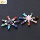 CSJA  7 Chakra Jewelry Energy Power Natural Stone Meditation Crystal Pyramid Hexagonal Prism for Men Women Yoga Healing F342