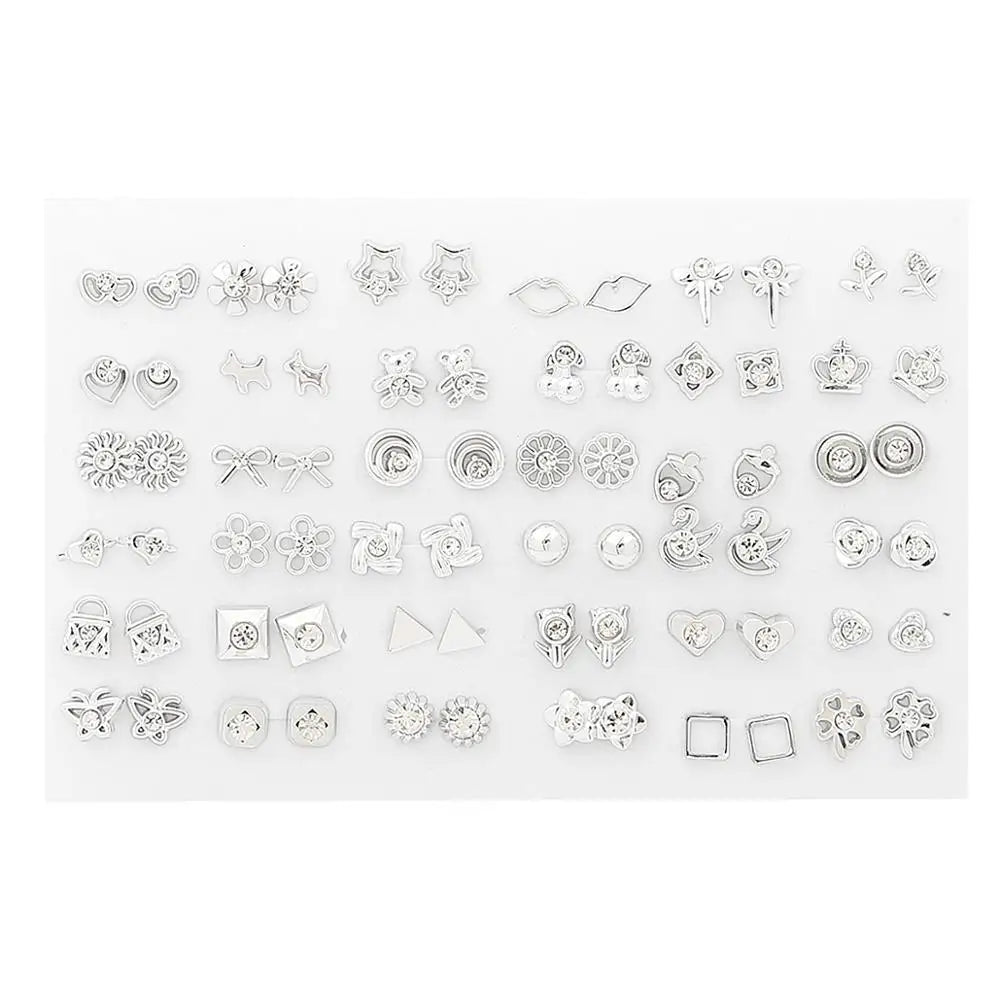HSF Marketplace multicolor crystal cartoon star and moon hypoallergenic plastic stud earrings set for women and girls