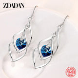 Sterling silver crystal long dangle earrings for women by HSF Marketplace