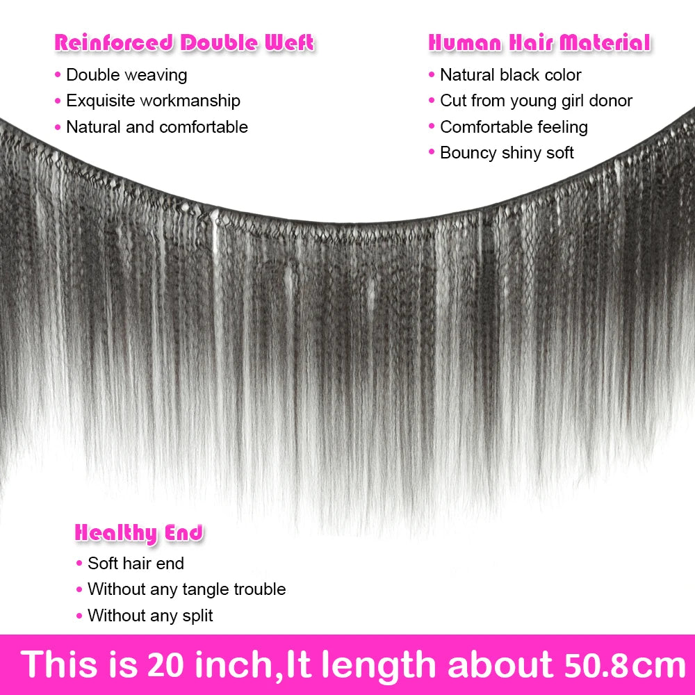 Peruvian Kinky Straight Hair Bundles With 4x4 Closure 100% Remy Human Hair Extension 1 2 Bundles With Closure Weave Bundles M