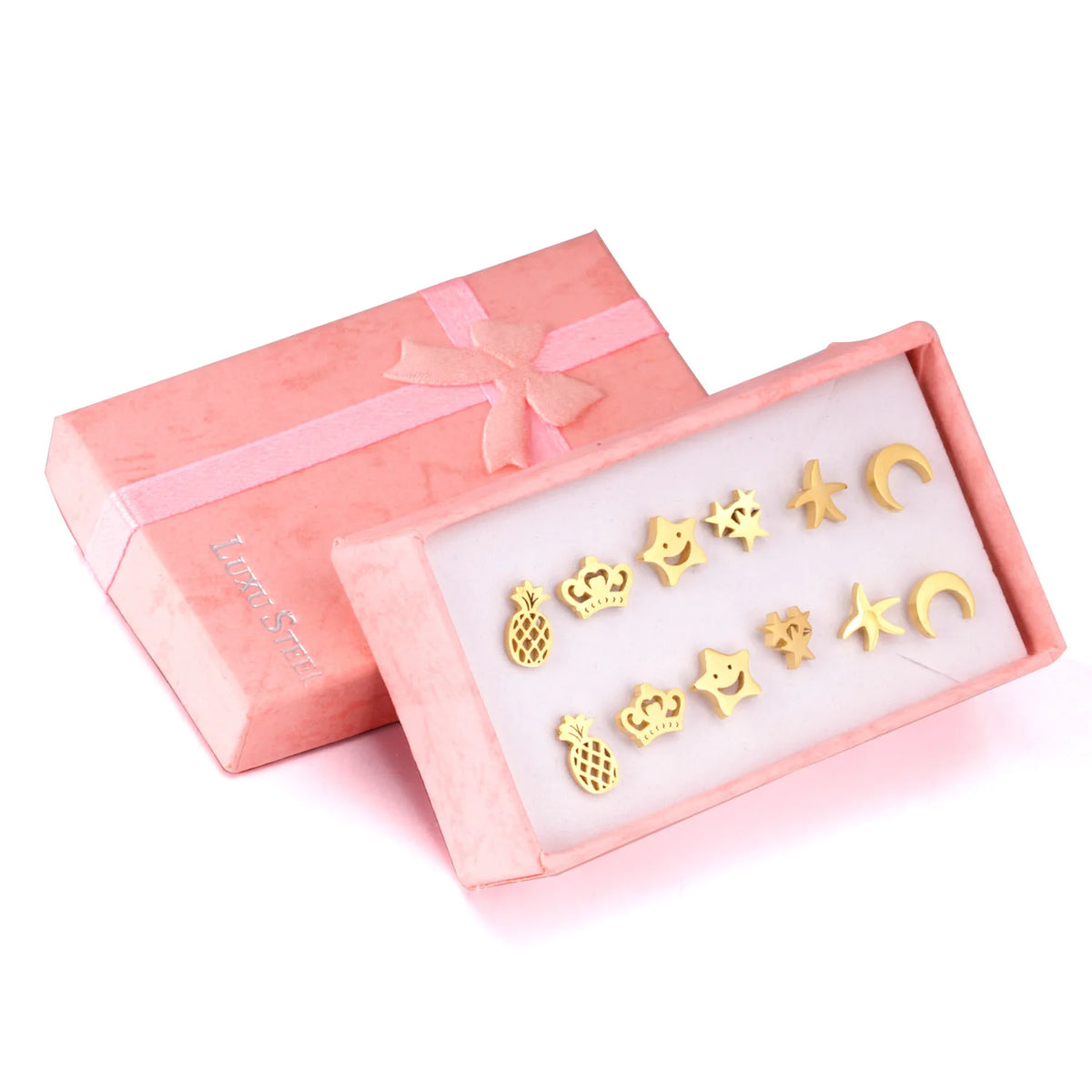 Vintage gold and silver stud earrings set for women, 6 pairs displayed by HSF Marketplace