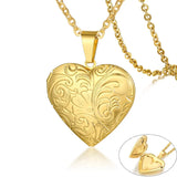 Floral oval heart locket pendant necklace for women, delicate jewelry design with intricate flower detailing