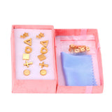 Vintage 6-pair stud earrings set for women in gold and silver tones by HSF Marketplace