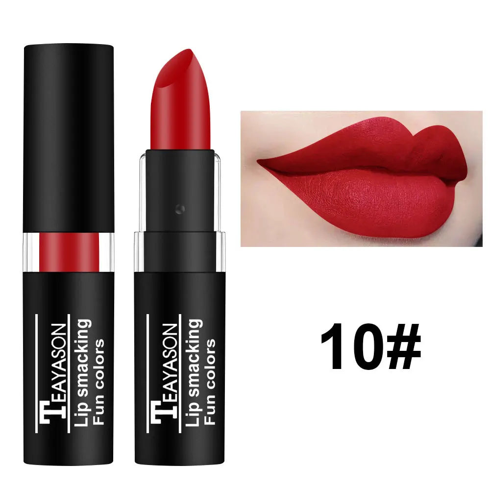 Assorted HSF Marketplace waterproof lipsticks in black, blue, purple, green, and red with matte finish for makeup and beauty.