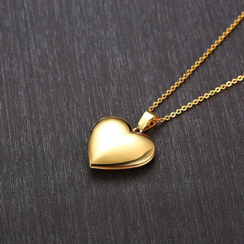 Floral oval heart locket pendant necklace for women by HSF Marketplace