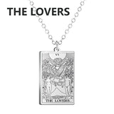 Stainless steel Dawapara Tarot Cards necklace for women with major arcana tarot divination charm, elegant jewelry accessory.