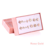 Vintage stud earrings set for women, 6 pairs in gold and silver by HSF Marketplace