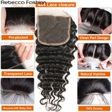 Rebecca Brazilian Deep Wave human hair bundles with lace closure, three Remy curly bundles from HSF Marketplace.