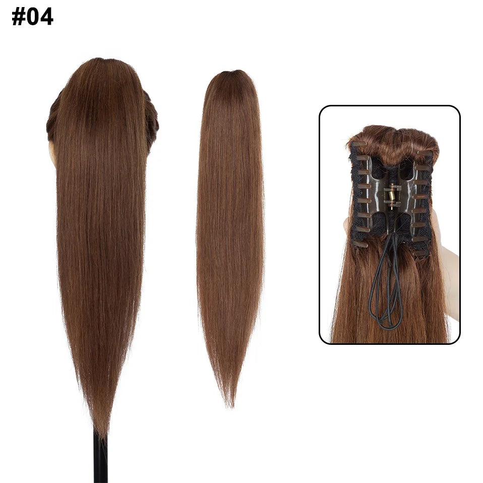 S-noilite human hair claw clip-in ponytail extension in natural black, blonde, and brown shades