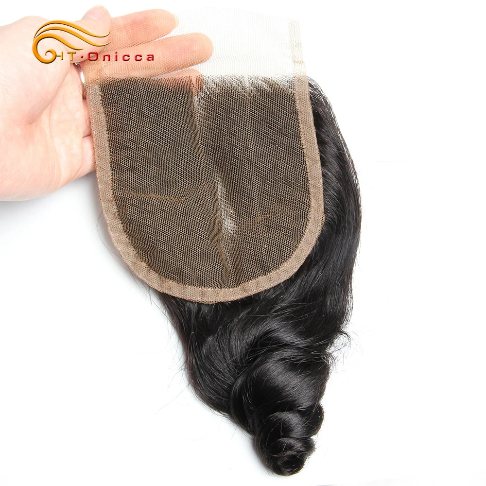 Hair Extensions Curly Hair Bundles With Closure Funmi Hair 5Pcs with Closure Remy Human Hair Weaves Peruvian Loose Wave Bundles