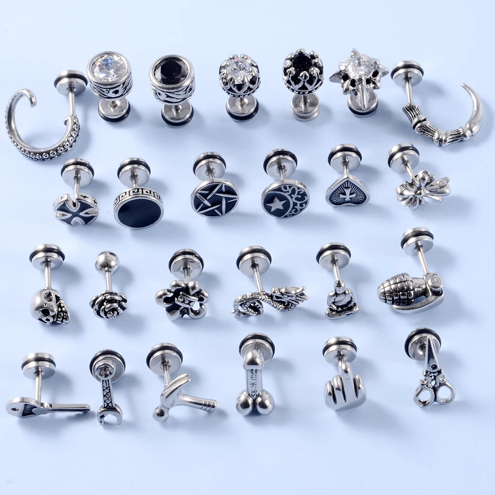 Surgical steel punk gothic earrings for men and women by HSF Marketplace