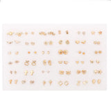 36/18-pair multicolor crystal cartoon star and moon hypoallergenic plastic stud earrings set by HSF Marketplace