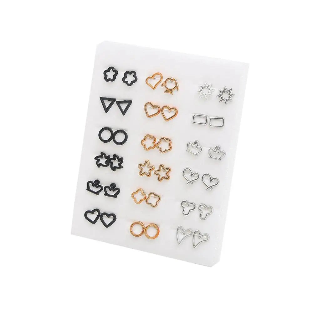 HSF Marketplace multicolor cartoon star and moon hypoallergenic plastic stud earrings set for women and girls