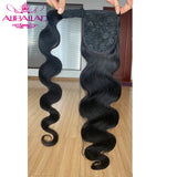 Brazilian body wave human hair wrap-around ponytail extension, clip-in Remy ponytail for women, 120g