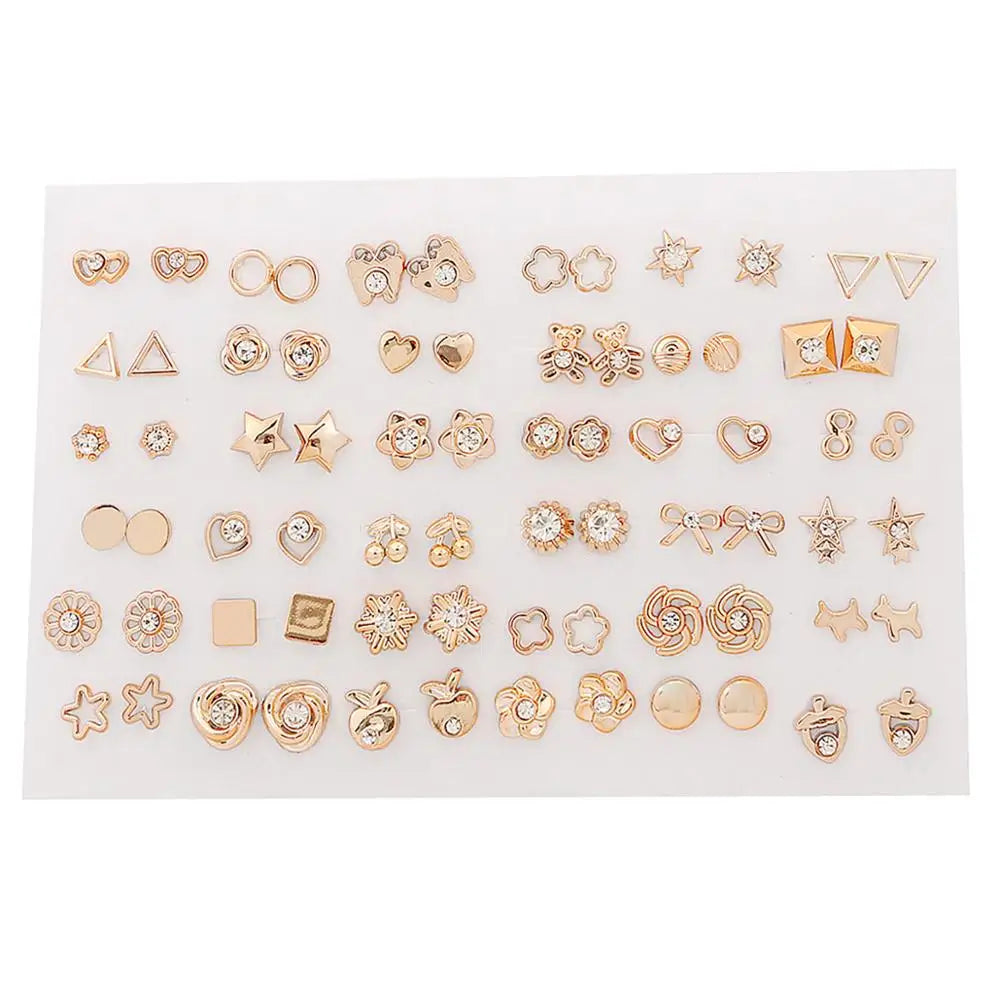 HSF Marketplace multicolor crystal cartoon star and moon hypoallergenic plastic stud earrings set