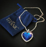 Titanic Heart of Ocean blue heart pendant necklace by HSF Marketplace, featuring a love-themed jewelry design.