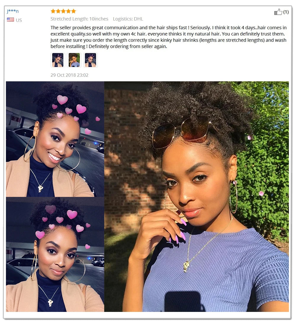 Afro Kinky Curly Ponytail Remy Hair Pieces For Women Natural Black Clip In Ponytails Drawstring Human Hair Dolago Products