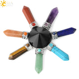 CSJA 7 Chakra Pyramid Decoration Healing Point Hexagonal Crystal Pillar Natural Stone Reiki Energy Meditation Jewelry Women G302