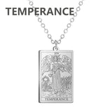Stainless steel Dawapara Tarot Cards necklace with Major Arcana design, feminine jewelry piece, divination charm for women