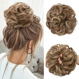 HSF Marketplace synthetic messy curly hair bun extension scrunchie in a voluminous chignon updo style