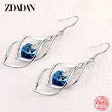 Sterling silver crystal long dangle earrings for women, HSF Marketplace jewelry close-up