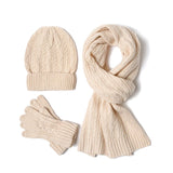 Women's winter warm wool knit hat, scarf and gloves set by HSF Marketplace