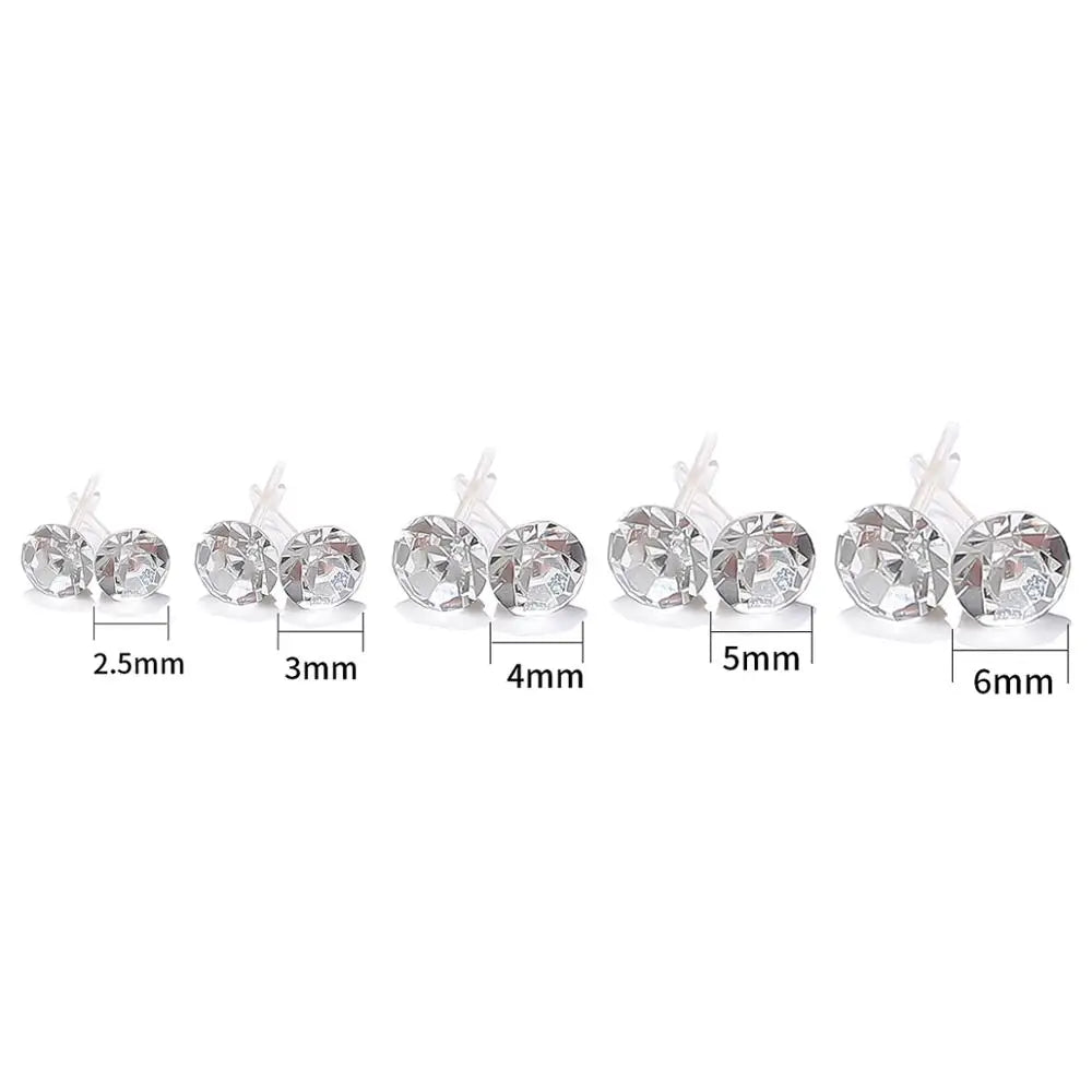 20-pair colorful crystal stud earrings, 3–6mm plastic piercing earrings for women by HSF Marketplace