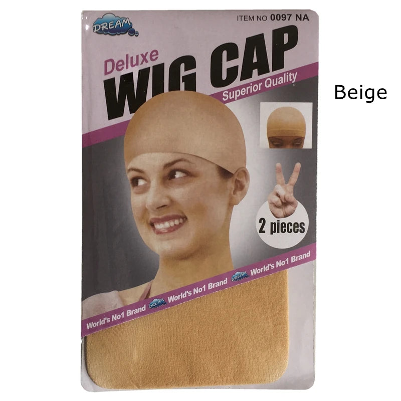 Brown stretchable wig caps, 10-piece set for easy weaving and securing human hair wigs.