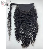 3B 3C Brazilian Remy human hair kinky curly wrap-around drawstring ponytail extension by Ever Beauty