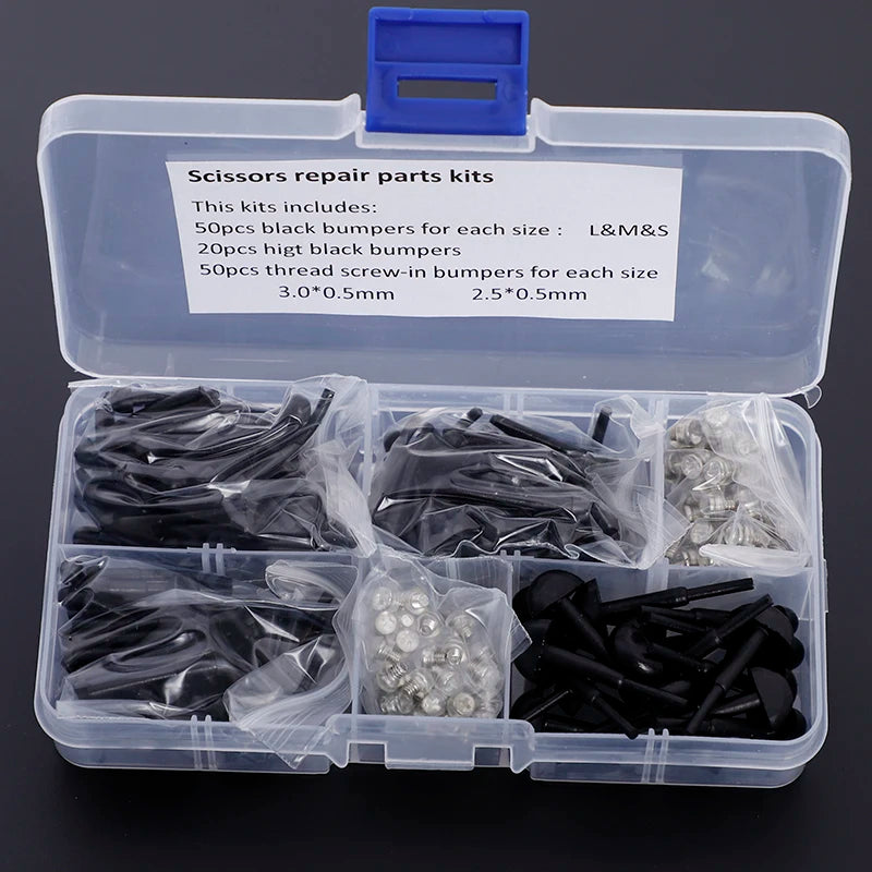 Barber Use 1 Box Scissors Repair Parts Kit 170pcs Replacement Rubber Bumper Silenciador Hair Scissors Accessories PJ-0008