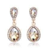 Champagne crystal drop earrings by HSF Marketplace for elegant wedding looks