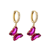 Crystal butterfly hoop earrings for women, sweet elegant jewelry design by HSF Marketplace