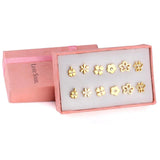 Vintage stud earrings set for women, 6 pairs in gold and silver tones by HSF Marketplace